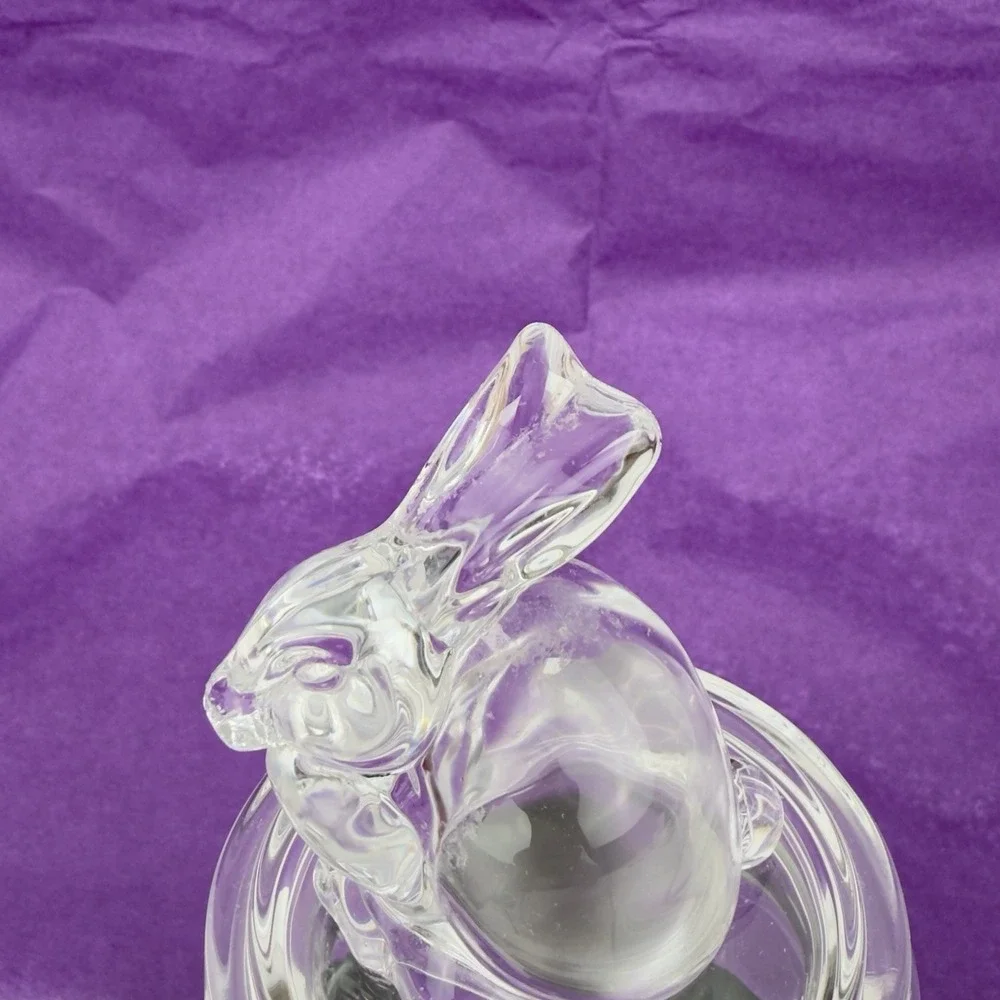 Clear Glass Bunny Rabbit Lidded Candy Jar Apothecary Tabletop Spring Decor